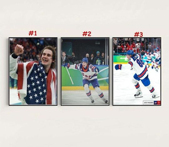 Jack Hughes USA Hockey 2026 Winter Olympics Gold Medal Poster