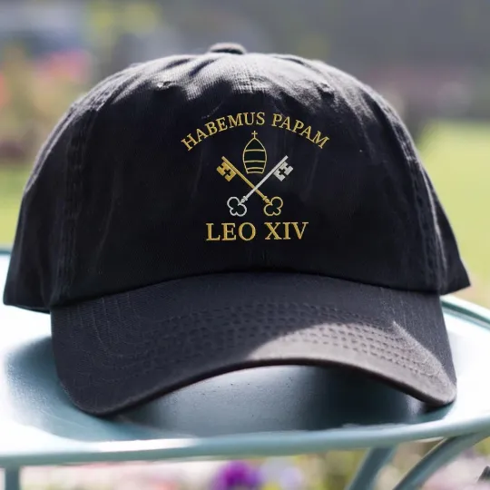 Discover Embroidered Habemus Papam Leo XIV Catholic Baseball Cap White Religious Gift