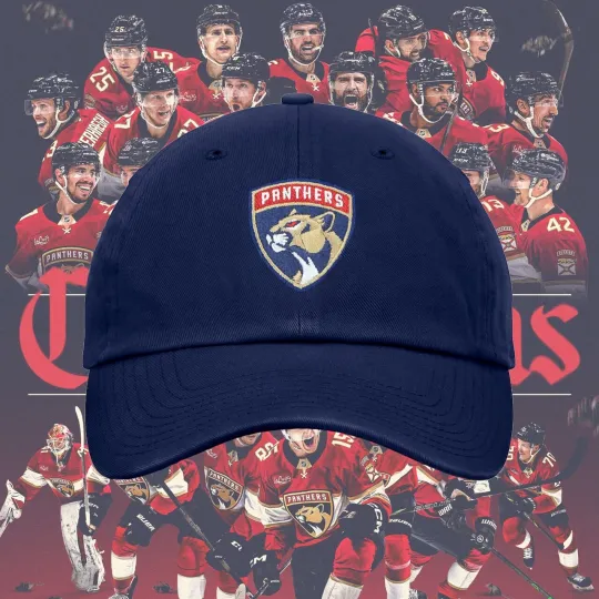 Embroidered Florida Panthers 2025 Logo Hockey Champs Navy Baseball Cap