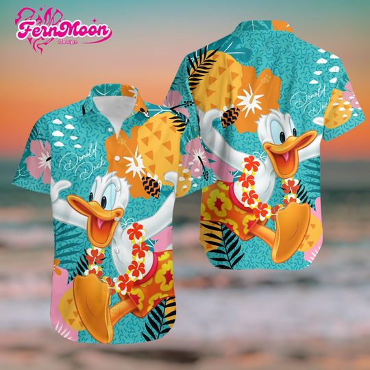 Discover Disney Donald Duck Hawaiian Shirt, Donald Duck Aloha Shirt, Disney Tropical Beach Shirt, Funny Donald Summer Hawaiian Shirt