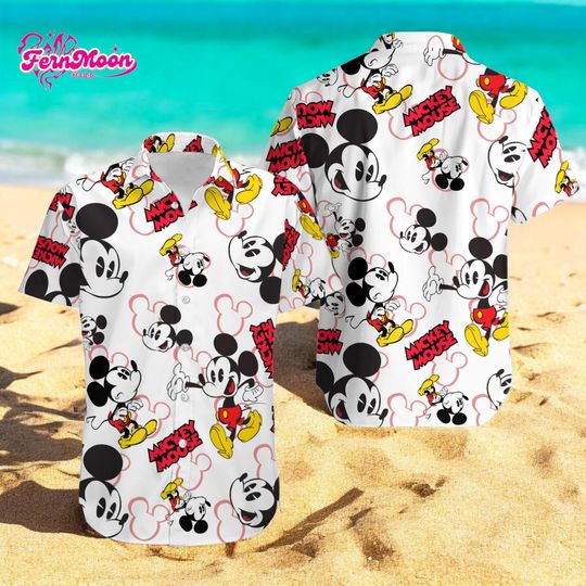 Discover Disney Mickey Mouse Hawaiian Shirt Matching Disney Family Beach Shirt Vacation Outfit 2025