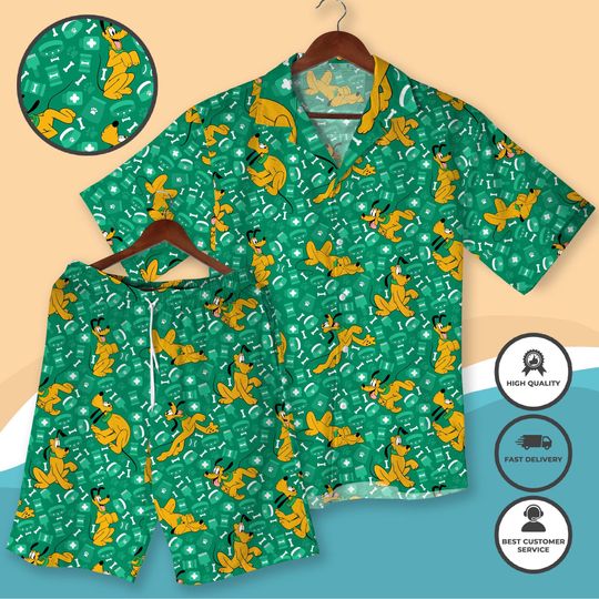 Discover Goofy Cartoon Hawaiian Shirt and Shorts, Funny Dog Print Outfit, Vacation Matching Shirt, Beach Shirt Cute Gift for Christmas