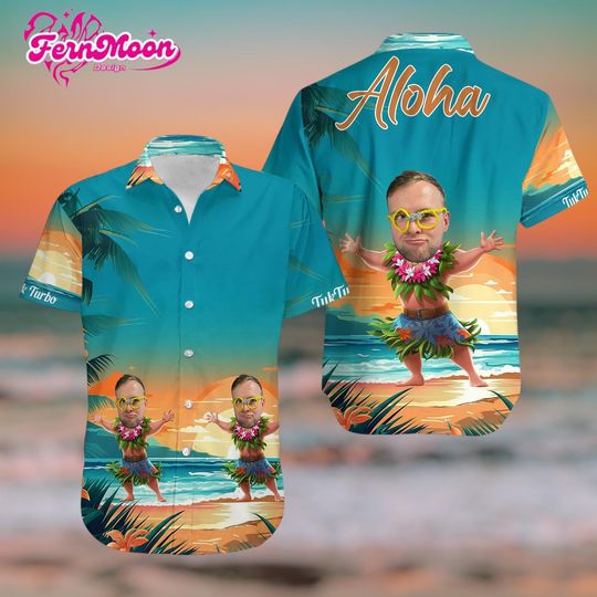 Discover Custom Face Hawaiian Shirt, Personalized Aloha Shirt, Funny Hula Man Hawaiian Shirt, Tropical Beach Shirt, Custom Photo Summer Shirt