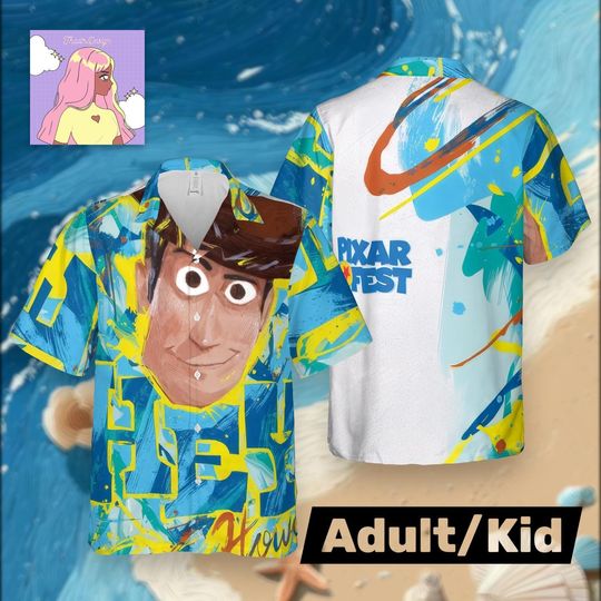Discover Pixar Inspired Graffiti Hawaiian Shirt, Cartoon Toy Style Aloha Shirt, Disney Style Woody Art, Unisex Adult Kid
