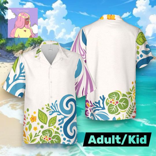 Discover Disney Lookout Cay at Lighthouse Point Sand Pattern Hawaiian, Tropical Beach Disney Aloha Vacation Tee