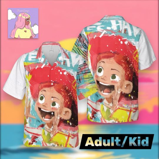 Discover Disney Inspired Graffiti Hawaiian Shirt, Cartoon Girl Art Aloha Shirt, Pixar Style Painting, Unisex Adult Kid