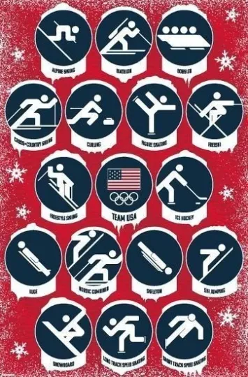 Team USA 2026 Winter Olympics (Milan) Pictograms Poster
