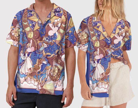Discover Disney Mickey Minnie Mouse Magical Kingdom Hawaiian Shirt, Mickey The Magician Button Up Shirt, Dreamy Disney Hawaii Shirt