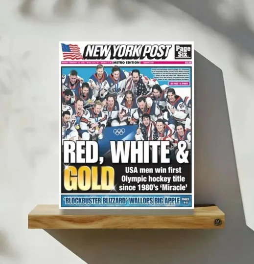 Discover Olympic Hockey Gold 2026 USA Team Newspaper Cover – Sports Poster