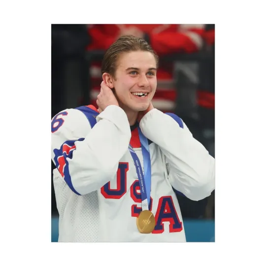 Discover Jack Hughes Poster, Olympic 2026, Gift For Fans, USA Hockey Team, 18x24