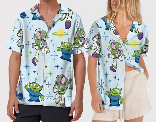 Discover Toy Story Hawaiian Shirt, Alien Little Green Men Button Up Shirt, Toy Story Character Summer Vacation Outfit, Beach Cruise Gift