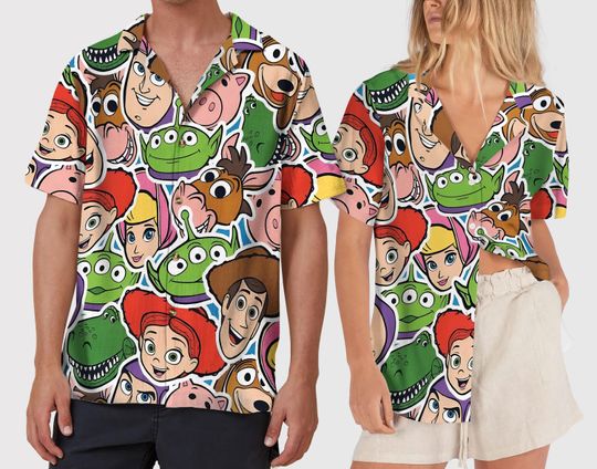 Discover Toy Story Hawaiian Shirt, Woody Button Up Shirt, Toy Story Character Summer Vacation Outfit, Tropical Beach Party Gift for Fans