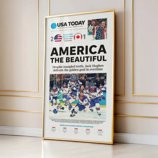 Discover Team USA Hockey Olympics 2026 Gold Front Page Wall Art Poster