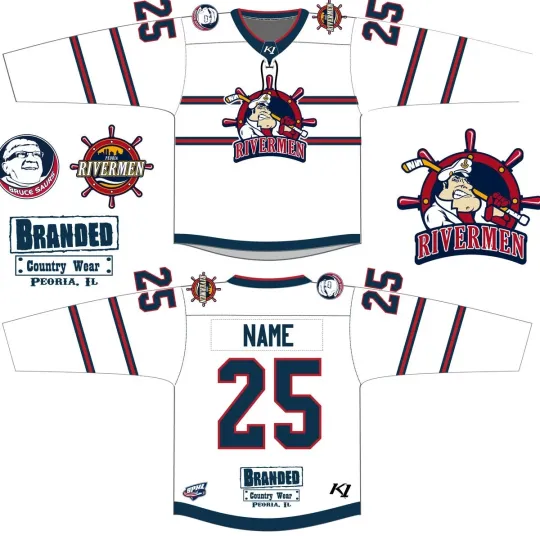 Discover Personalize Peoria Rivermen White Out Hockey Shirt Men's Hockey Fan Gear Gift
