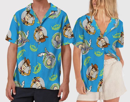 Discover Toy Story Hawaiian Shirt, Rex Button Up Shirt, Dinosaur Toy Story Character Summer Vacation Outfit, Funny Tropical Beach Gift