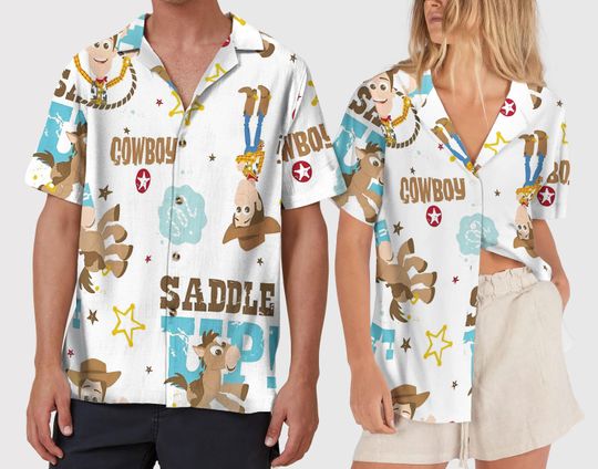 Discover Toy Story Hawaiian Shirt, Woody Character Button Up, Tropical Summer Vacation Outfit, Beach Party Shirt, Toy Story Fan Gift