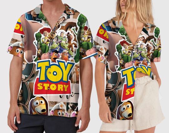 Discover Toy Story Hawaiian Shirt, Character Button Up, Cute Summer Vacation Outfit, Tropical Resort Shirt, Toy Story 4 Gift