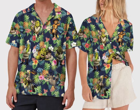 Discover Disney Shrek Hawaiian Pineapple Shirt, Beware Ogre Aloha Vacation Shirt, Funny Shrek Button Up Shirt for Shrek Lover, Shrek Party