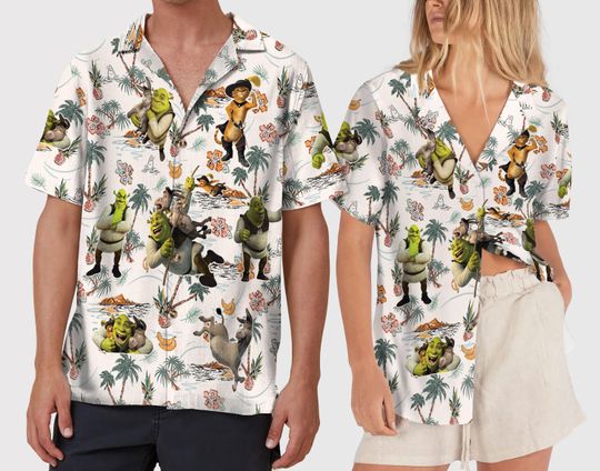 Shrek Hawaiian Vintage Shirt, Shrek Can't Today Disney Hawaii Shirt, Donkey and Shrek Short Sleeve, Shrek Slut Tropical Shirt