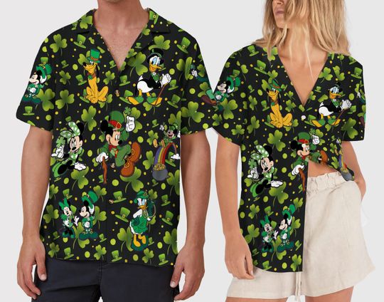 Discover Friends Inspired Hawaiian Shirt, St Patricks Day Button Up, Green Tropical Beach Vacation Shirt
