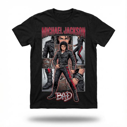 Michael Jackson Bad Era T-Shirt Vintage Anime Comic Retro Pop Art