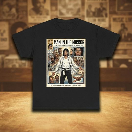 Discover Man In The Mirror Michael Jackson T-Shirt, Bad Era Graphic Tee, Vintage Music Art Shirt