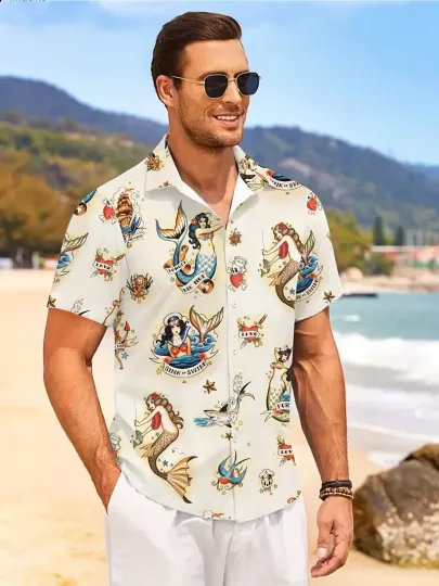 Discover Mermaid 3D Print Hawaiian Shirt for Adults & Youth