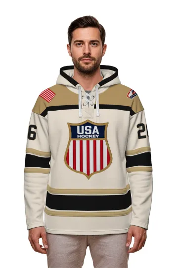 USA Hockey Shield Performance White Hockey Hoodie Jersey