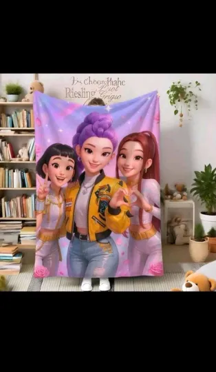 Discover KPop Demon Hunters Rumi Mira Zoey Fleece Throw Blanket