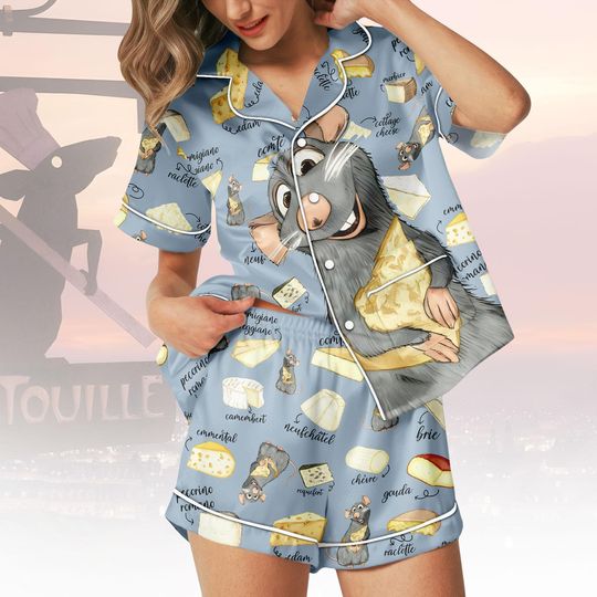 Discover Rat Chef PJs Set, Cheese Lover Pajamas Set, Gourmet Short Pajama Set, Culinary Pyjama, Gift for Foodie Fan