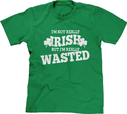 Discover Not Really Irish St Patricks Day Funny Drinking Pub Bar Clover Drunk Mens Tee