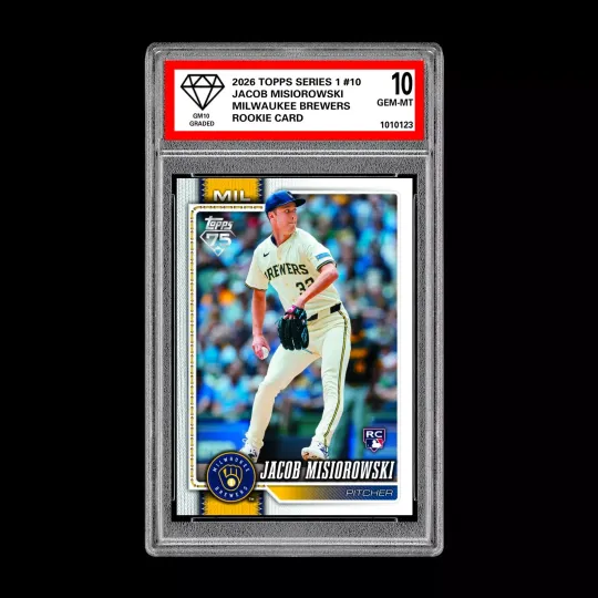 Discover Graded 10 Jacob Misiorowski #10 2026 Topps Series 1 Milwaukee Brewers
