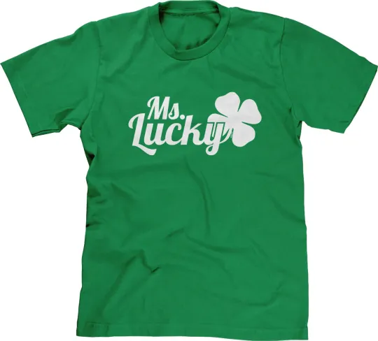 Discover Ms Lucky St Patricks Day Funny Drinking Bar Pub Crawl 4 Clover Irish Mens Tee