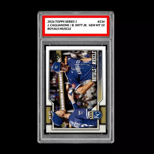 Discover Graded 10 Jac Caglianone / Bobby Witt Jr. 2026  Topps Series 1 Royals