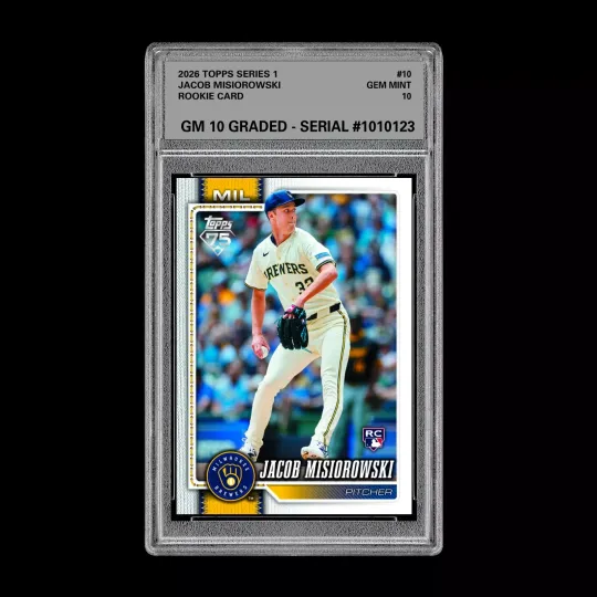 Discover Graded 10 Jacob Misiorowski #10 2026 Topps Series 1 Milwaukee Brewers