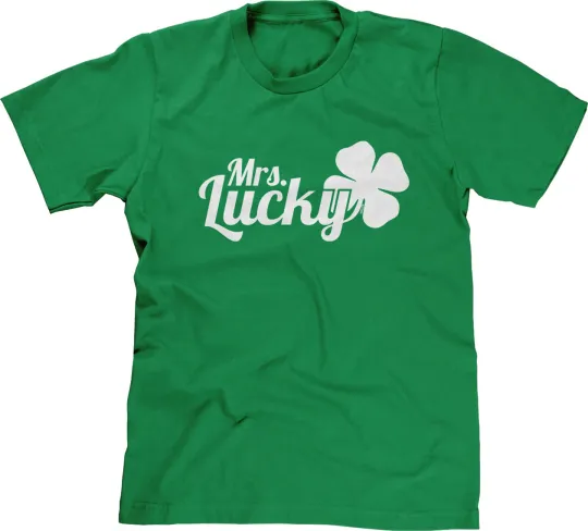 Discover Mrs Lucky St Patricks Day Funny Drinking Bar Pub Crawl 4 Clover Irish Mens Tee