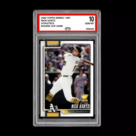 Discover Graded 10 Nick Kurtz #97 RC Rookie Cup Card 2026 MLB Topps Athletics