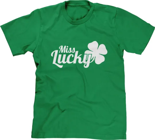 Discover Miss Lucky St Patricks Day Funny Drinking Pub Bar 4 Clover Drunk Beer Mens Tee