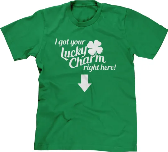 Discover Lucky Charm St Patricks Day Funny Drinking Pub Bar 4 Clover Drunk Beer Mens Tee
