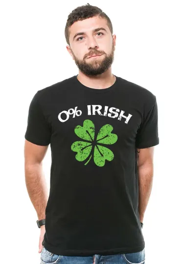 Discover St. Patrick's Day Zero Percent Irish Funny Drinking T-shirt Shamrock Clover Tee