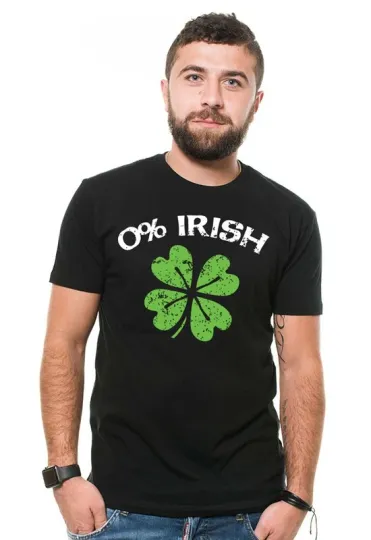 Discover St. Patrick's Day Zero Percent Irish Funny Drinking T-shirt Shamrock Clover Tee