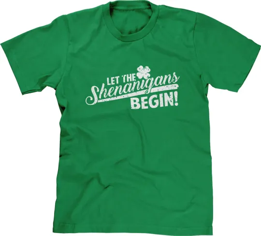 Discover Shenanigans Begin St Patricks Day Funny Drinking Bar Pub Crawl Clover Mens Tee