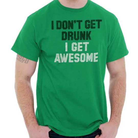 Discover Funny Drinking Beer Get Drunk St Patty's Day Womens or Mens Crewneck T Shirt Tee