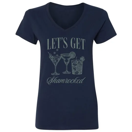 Discover Lets Get Shamrocked - Funny Drinking St Patrick's Day Ladies' V-Neck Tshirt