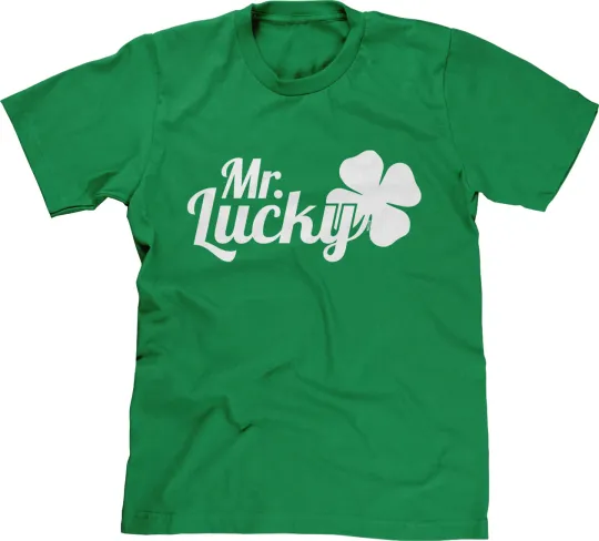 Discover Mr Lucky St Patricks Day Funny Drinking Bar Pub Crawl Clover Irish Ale Mens Tee