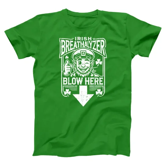 Discover Irish Breathalyzer Blow Here St Paddy’s Day Shirt Funny Drinking Xs-5x T-Shirt