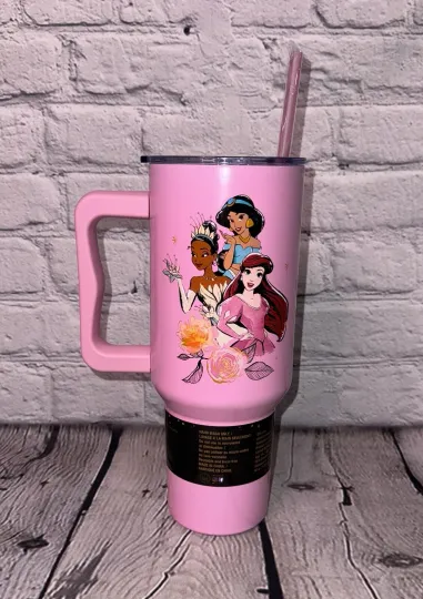 Discover Disney Princesses Stainless Steel Pink Tumbler With Straw,40 Oz VHTF Cup