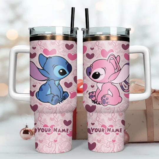 Discover Custom Cute Blue Alien Cartoon Insulated Tumbler with Handle 20oz 30oz 40oz