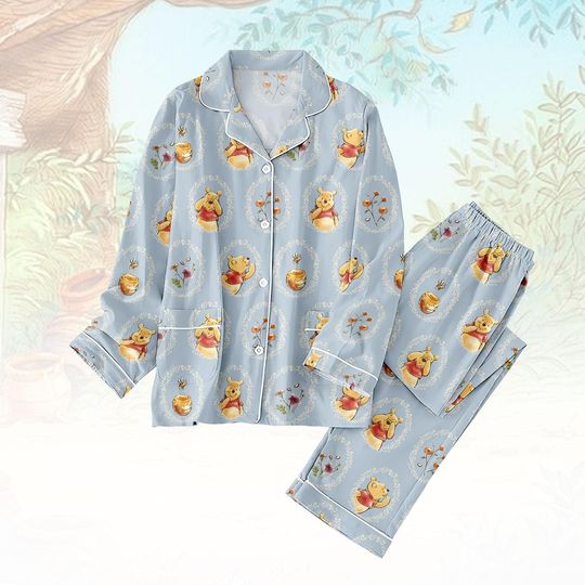 Discover Winnie the Pooh Long Thick Pajama Set, Pooh Bear Thick Pajamas, Disney Long Pyjama, Family Matching PJs Set, Gift for Kid