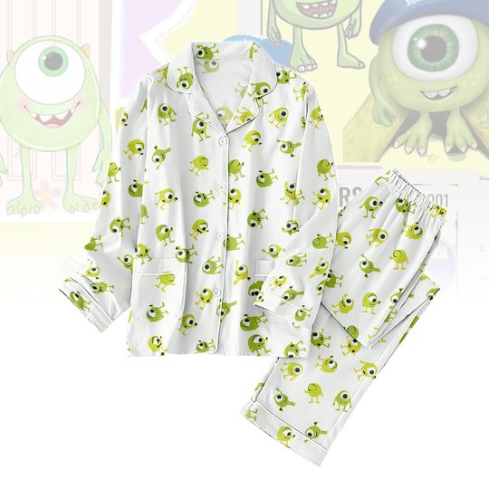 Discover Monster Long Thick PJs Set, Monster School Long Pajamas, Green Monster Long Pajama Set, Kids Pajamas, Gift for Monster Fan